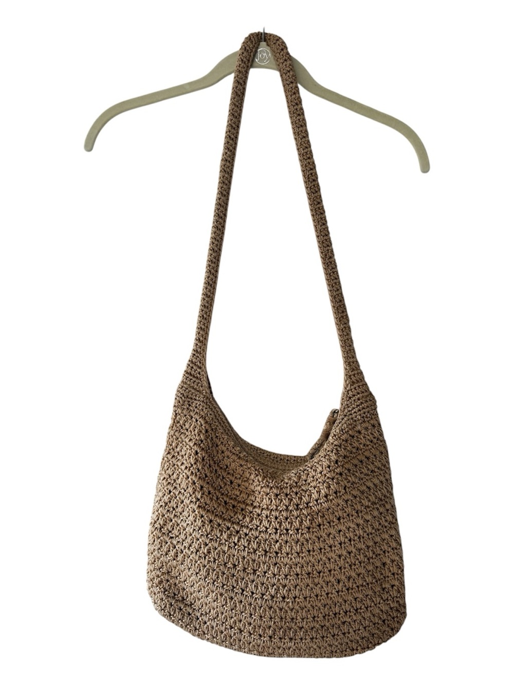 The Sak Crochet Boho Shoulder Bag Tan Slouchy Y2K Hobo
